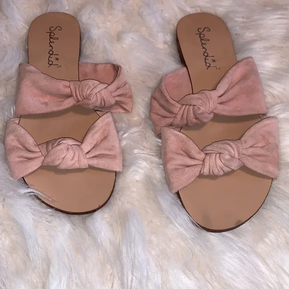 Splendid Barton Knotted Suede Slides in Dark Blush Size 7.5 - Picture 3 of 11